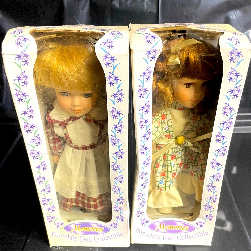 “Memories” Collectible Hand Painted Porcelain Dolls in original packaging!
